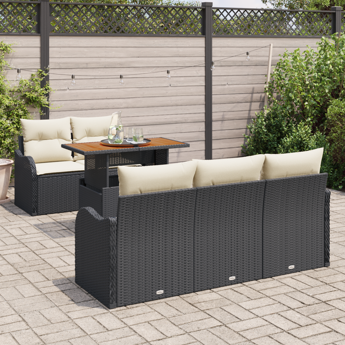 Set de Sofa pentru Grădină vidaXL de 6 piese cu perne, Negru Ratan Poly - WALTI WALTI