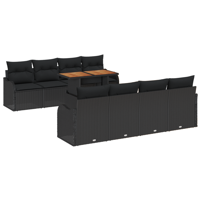 Set de sofa pentru grădină vidaXL 9 piese cu perne Negru Poliratan - WALTI WALTI