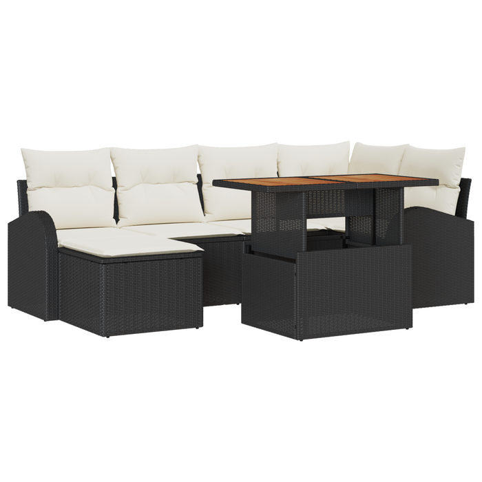 Set de Canapele Grădină vidaXL cu Perne Negru Ratan Poli 7 Piese - WALTI WALTI