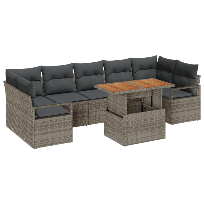 Set de canapea vidaXL de 8 piese cu perne gri poli ratan - WALTI WALTI