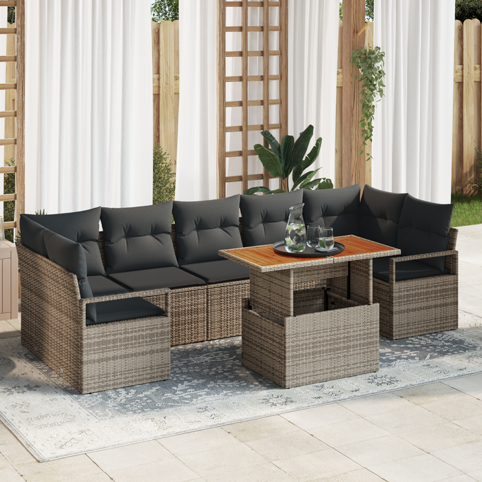 Set de canapea vidaXL de 8 piese cu perne gri poli ratan - WALTI WALTI