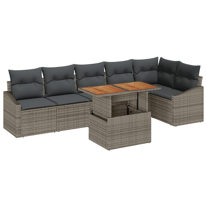 Set de 7 Piese de Sofa de Grădină cu Perne Gri Poliratan - WALTI WALTI