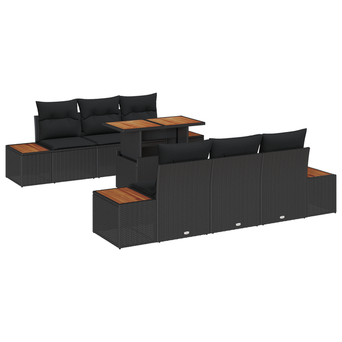 Set de Sofa pentru Grădină vidaXL 7 Piese cu Perne Negru Poliratan - WALTI WALTI