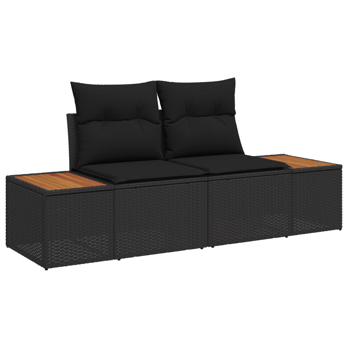 Set de Sofa pentru Grădină vidaXL 7 Piese cu Perne Negru Poliratan - WALTI WALTI