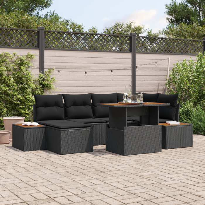 Set de canapele de grădină vidaXL 7 piese cu perne negru ratan poli - WALTI WALTI