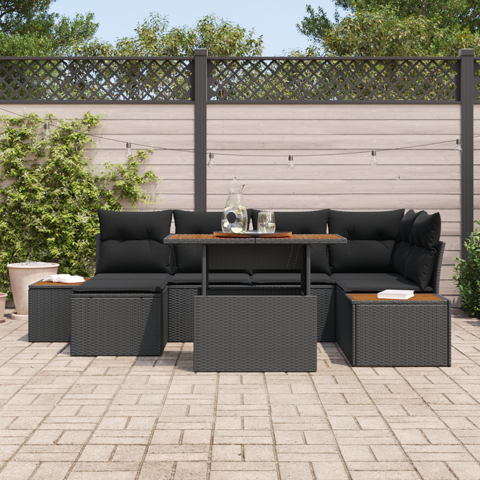 Set de canapele de grădină vidaXL 7 piese cu perne negru ratan poli - WALTI WALTI