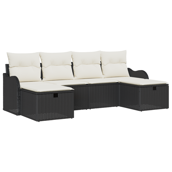 Set de canapele de grădină vidaXL 6 piese cu perne Negru Ratan PE - WALTI WALTI