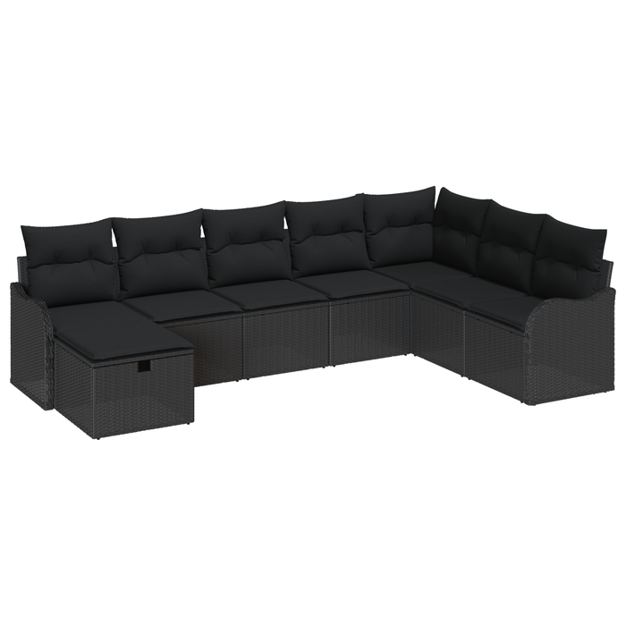 Set de Canapea de Grădină vidaXL cu Perne Ratan Poli Negru - WALTI WALTI