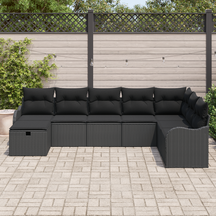 Set de Canapea de Grădină vidaXL cu Perne Ratan Poli Negru - WALTI WALTI
