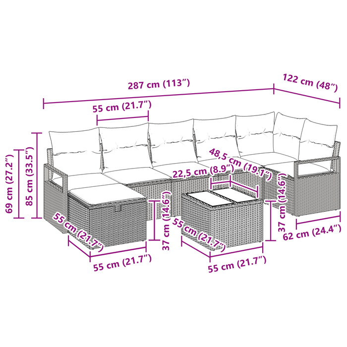Set de Sofa pentru Grădină vidaXL cu Perne Gri Deschis din Poliratan - WALTI WALTI