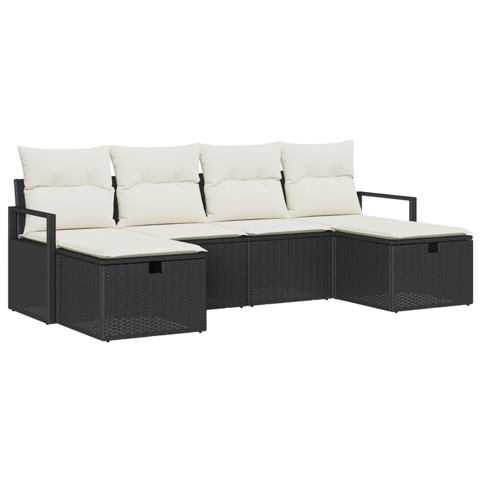 Set de 6 Piese de Canapea de Grădină cu Perne Ratan Negru - WALTI WALTI