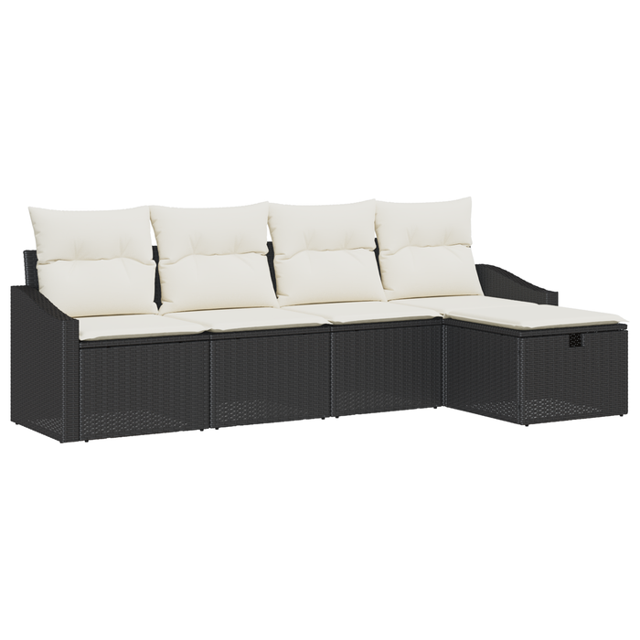 Set de Canapea Grădină cu Perne Negru Rattan Sintetic - WALTI WALTI