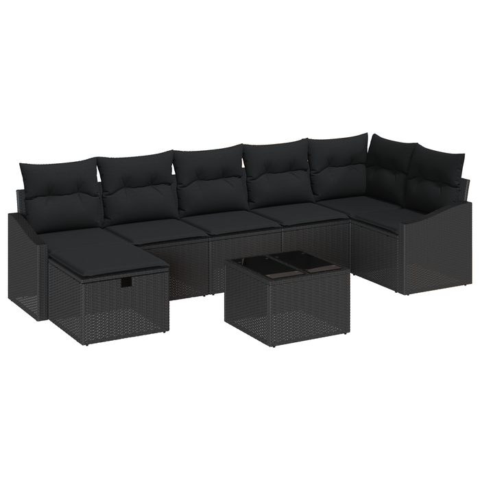 Set canapele grădină 8 piese cu perne Negru Ratan Poli - WALTI WALTI