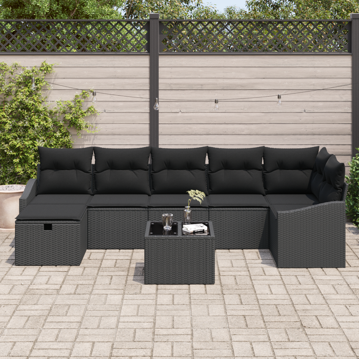 Set canapele grădină 8 piese cu perne Negru Ratan Poli - WALTI WALTI