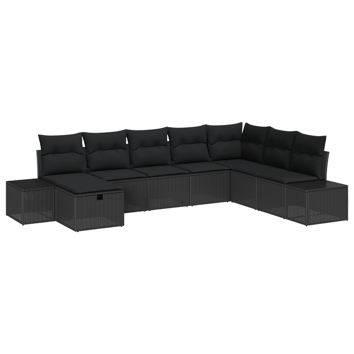 Set de canapea de grădină 8 piese cu perne Ratan Negru - WALTI WALTI