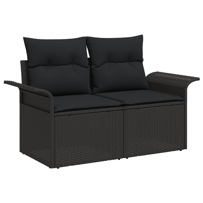 Set de 7 Piese de Sofa de Grădină cu Perne Negru Ratan Poliesteric - WALTI WALTI