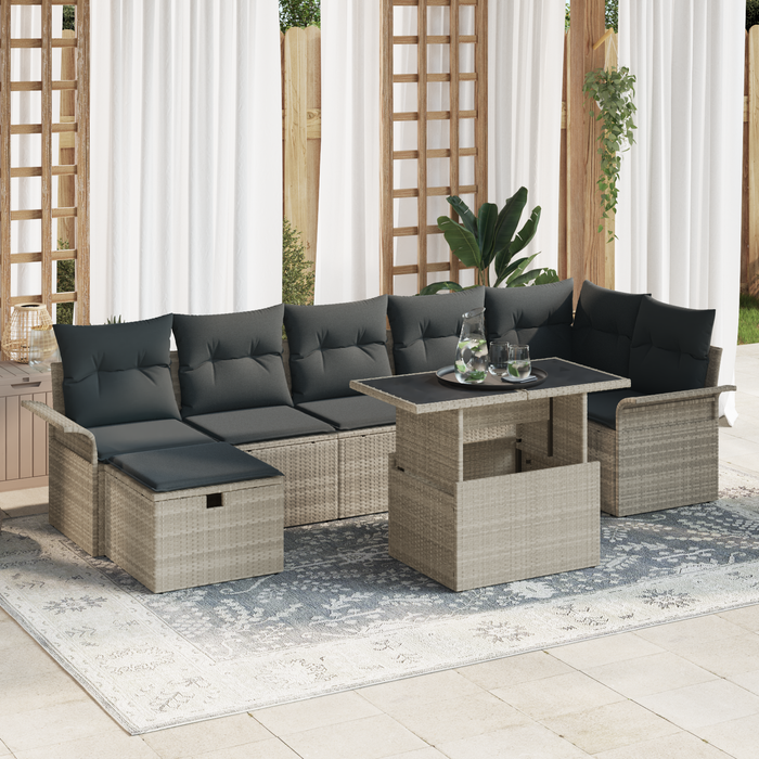 Set canapele grădină 8 piese perne ratan poly gri deschis - WALTI WALTI