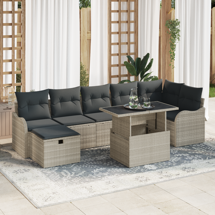 Set de Sofa de Grădină vidaXL cu Perne Gri Deschis Ratan Polimer - WALTI WALTI