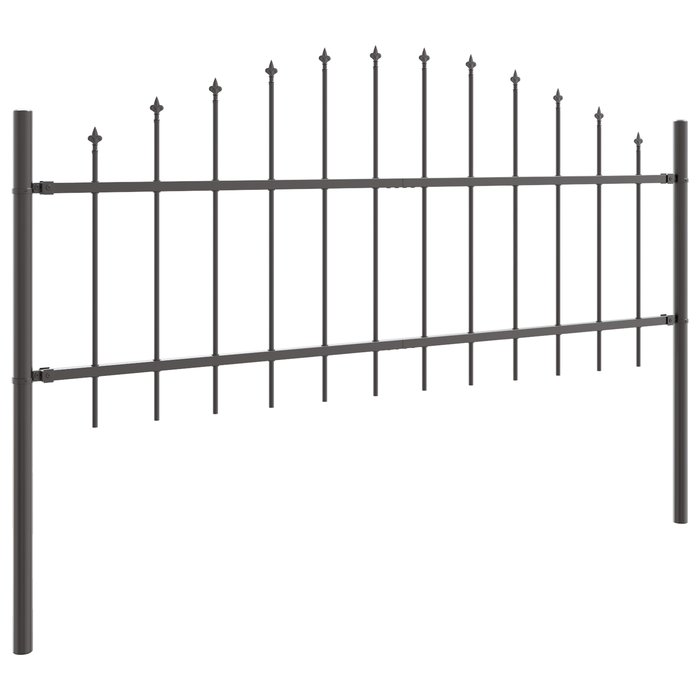 Gard de grădină cu vârf arcuit, gri, 10.2x0.75 m, oțel - WALTI WALTI