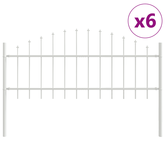 Gard de grădină cu vârf arcuit, alb, 10.2x0.75 m, oțel - WALTI WALTI