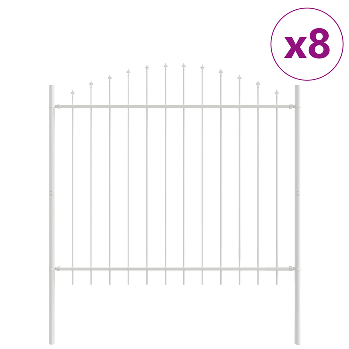 Gard de grădină cu vârf arcuit, alb, 13.6x1.25 m, oțel - WALTI WALTI