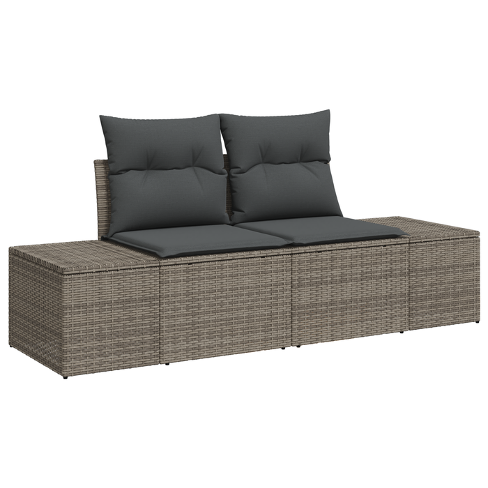 Set de canapea de grădină vidaXL 9 piese cu perne din ratan gri poliesteric Acacia - WALTI WALTI