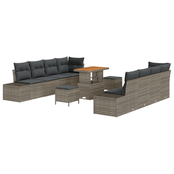 Set de Sofa pentru Grădină vidaXL cu Perne Gri Poliratan Acacia - WALTI WALTI