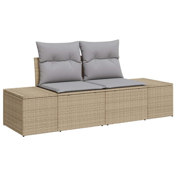Set Canapea Grădină vidaXL 10 Piese cu Perne Bej Ratan Poli Acacia - WALTI WALTI