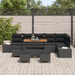 Set de sofa pentru grădină vidaXL 10 piese cu perne negre din poliratan de acacia - WALTI WALTI