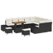 Set de sofa de grădină vidaXL 12 piese cu perne Negru Poliratan Acacia - WALTI WALTI