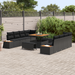 Set 11 Piese Sofa Grădină cu Perne Ratan Poli Acacia Negru - WALTI WALTI