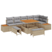 Set de Sofa de Grădină cu 9 Piese și Perne Bej Poli Ratan Acacia - WALTI WALTI