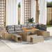 Set de Sofa de Grădină cu 9 Piese și Perne Bej Poli Ratan Acacia - WALTI WALTI