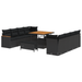 Set de Sofa pentru Grădină vidaXL de 11 piese cu Perne Ratan Poliratan Negru Acacia - WALTI WALTI