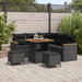 Set de canapea de grădină vidaXL cu 8 piese cu perne Negre din rattan poliester Acacia - WALTI WALTI