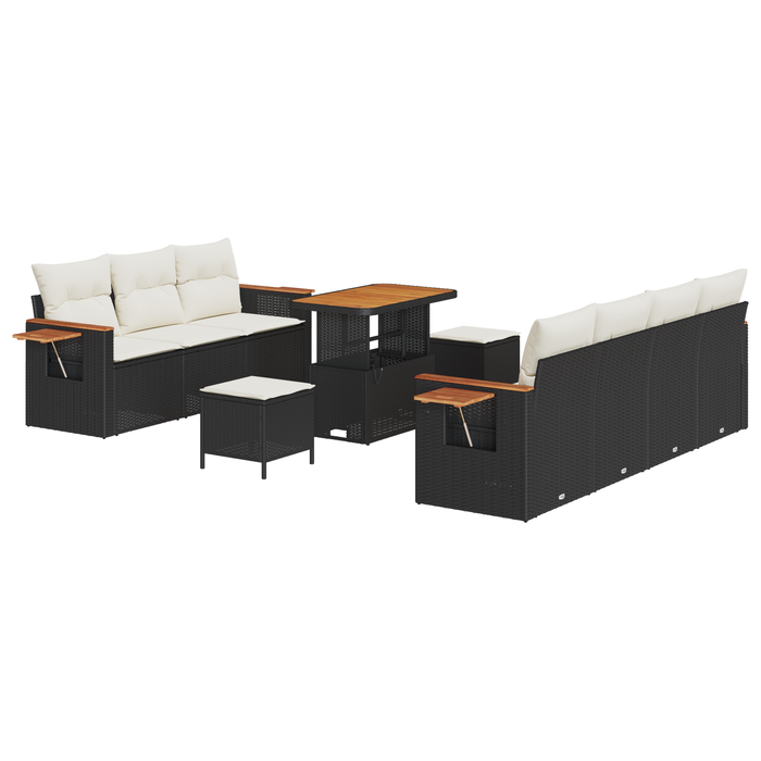 Set de canapele de grădină vidaXL 10 piese cu perne alb-negru - WALTI WALTI