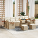 Set de sofa pentru grădină vidaXL cu 10 piese cu perne Bej Ratan Poliratan Acacia - WALTI WALTI