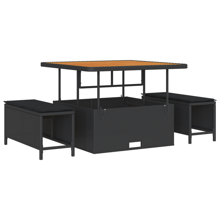 Set canapea grădină vidaXL 8 piese cu perne Negru Poli Ratan Acacia - WALTI WALTI