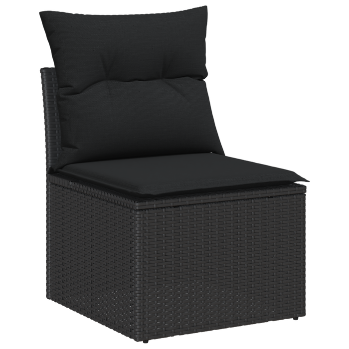 Set canapea grădină vidaXL 8 piese cu perne Negru Poli Ratan Acacia - WALTI WALTI