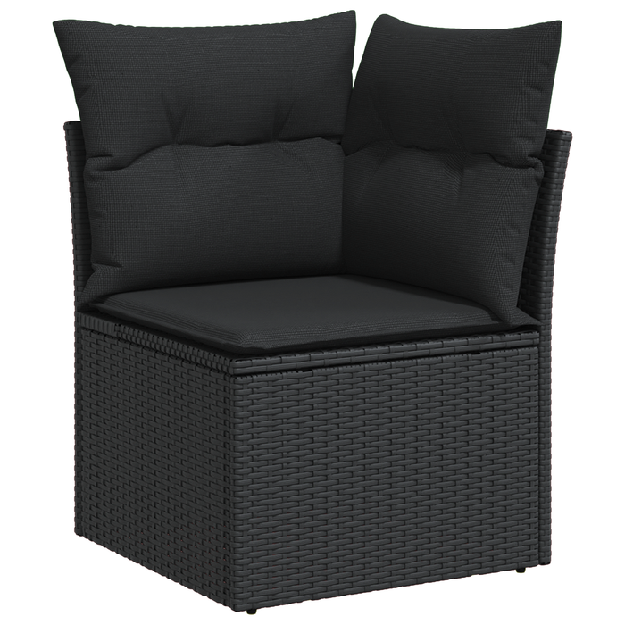 Set canapea grădină vidaXL 8 piese cu perne Negru Poli Ratan Acacia - WALTI WALTI