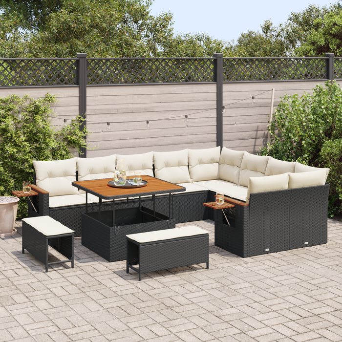 Set canapele grădină 12 piese cu perne Ratan negru Acacia - WALTI WALTI