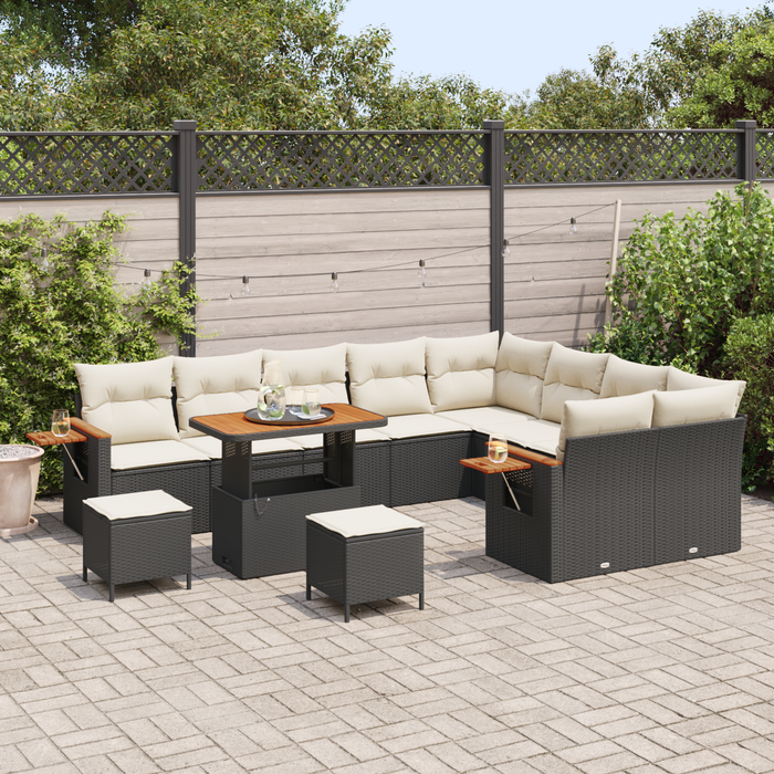 Set canapele grădină vidaXL 12 piese cu perne, poliratan negru, acacia - WALTI WALTI