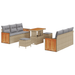 Set de sofa de grădină de 9 piese cu perne din ratan poliester bej și acacia - WALTI WALTI