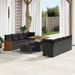 Set de canapea de grădină vidaXL cu 11 piese și perne, Negru, Ratan, Acacia - WALTI WALTI