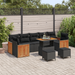 Set de sofa de grădină vidaXL cu 10 piese cu perne Negru Poliratan Acacia - WALTI WALTI