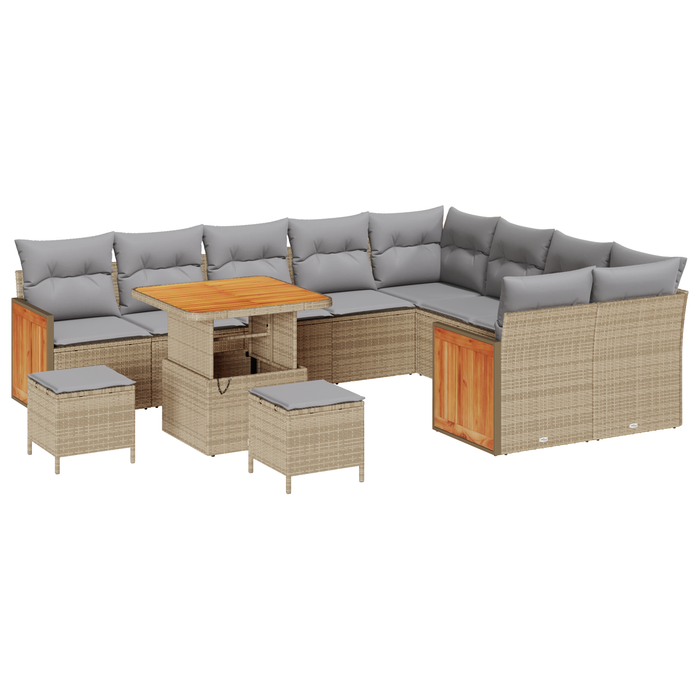 Set de canapea pentru grădină vidaXL 12 piese cu perne bej rattan poli acacia - WALTI WALTI