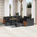 Set de sofa de grădină vidaXL cu 13 piese și perne Negru Poliratan Acacia - WALTI WALTI