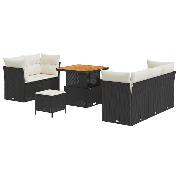 Set de 8 piese pentru canapele de grădină cu perne Ratan negru Acacia - WALTI WALTI