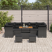 Set de sofa de grădină vidaXL cu 10 piese și perne Negru Poliratan Acacia - WALTI WALTI