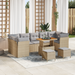 Set de Sofa de Grădină vidaXL cu 10 Piese și Perne Bej din Poliratan Acacia - WALTI WALTI